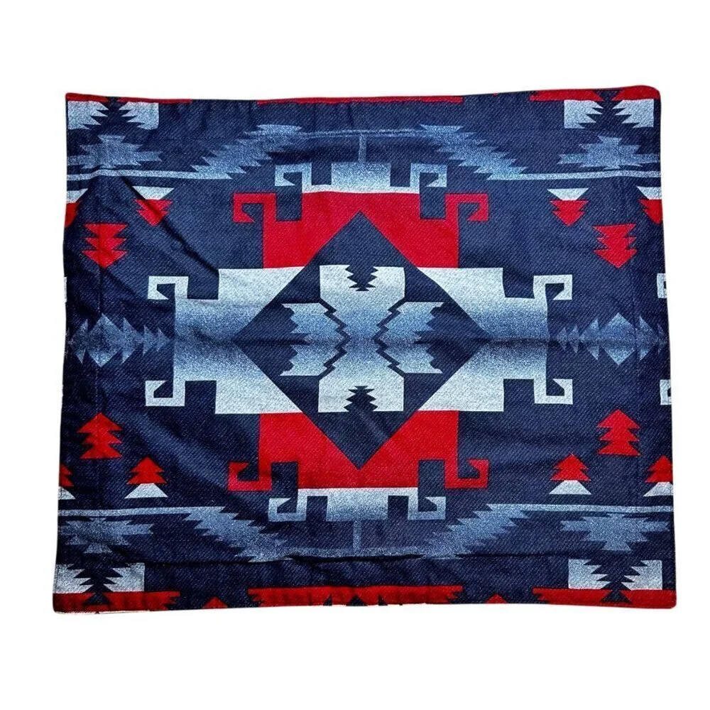 Ralph Lauren Cartwright Blue Aztec Pillow Shams Valance VTG Set of 4